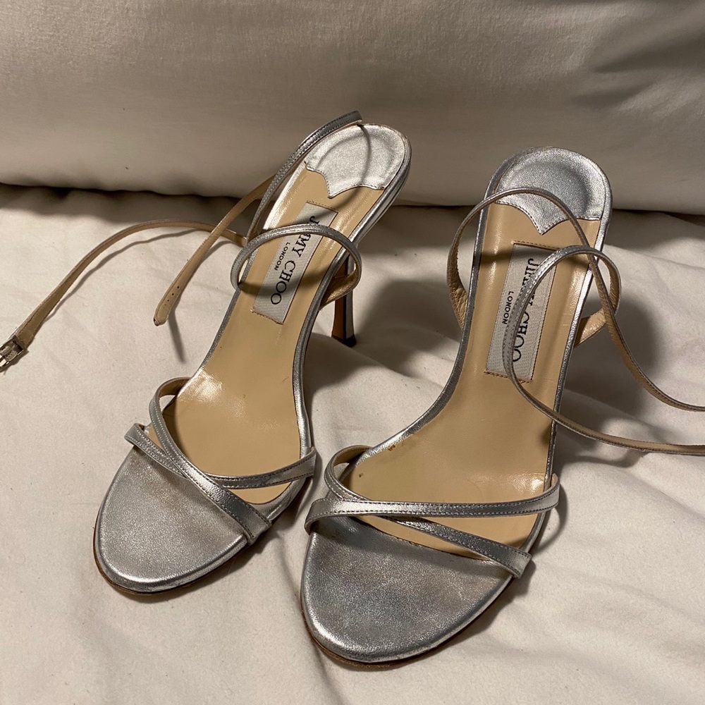Silver strappy Jimmy Choos